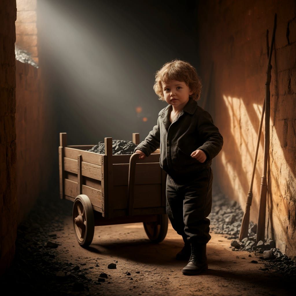 Northern Miner Child in Coal Mine Scene