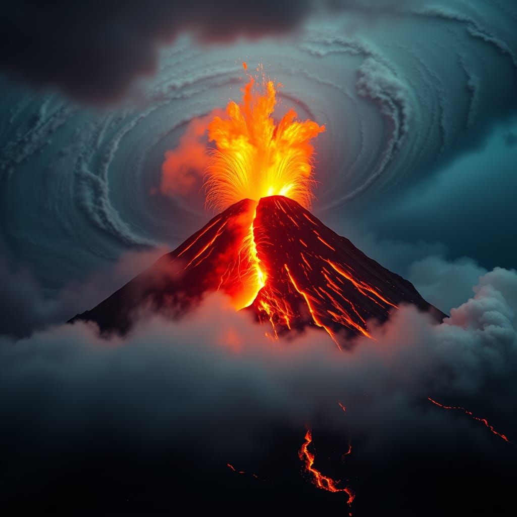 Epic Volcanic Landscape in Hyper-Realistic Style