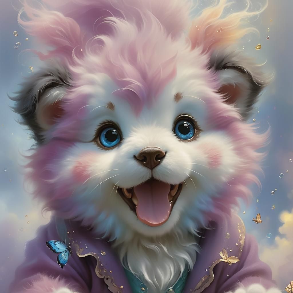 Ethereal Fluffy Baby in a Fantasy Landscape