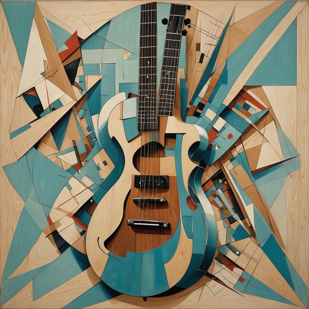 Cubist Guitar in Geometric Planes
