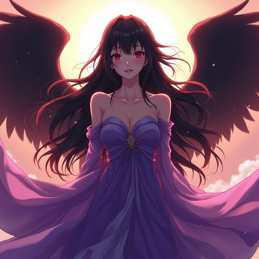 Elegant Anime Goddess with Wings