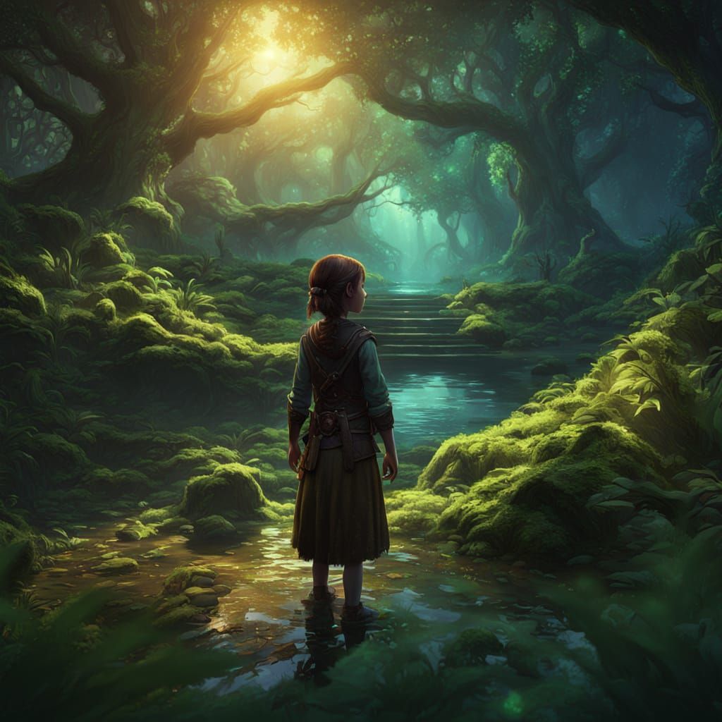 Fantasy Forest Concept Art With Glowing River