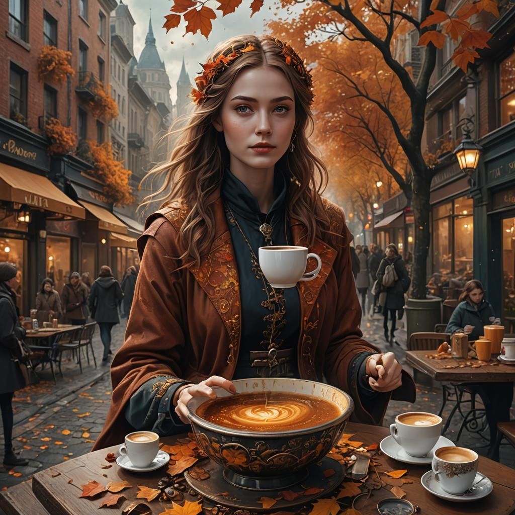 Autumn Portrait in Detailed Matte Painting Style