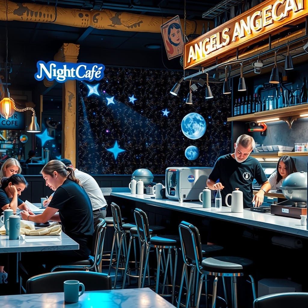 Angels in Celestial NightCafe Labor