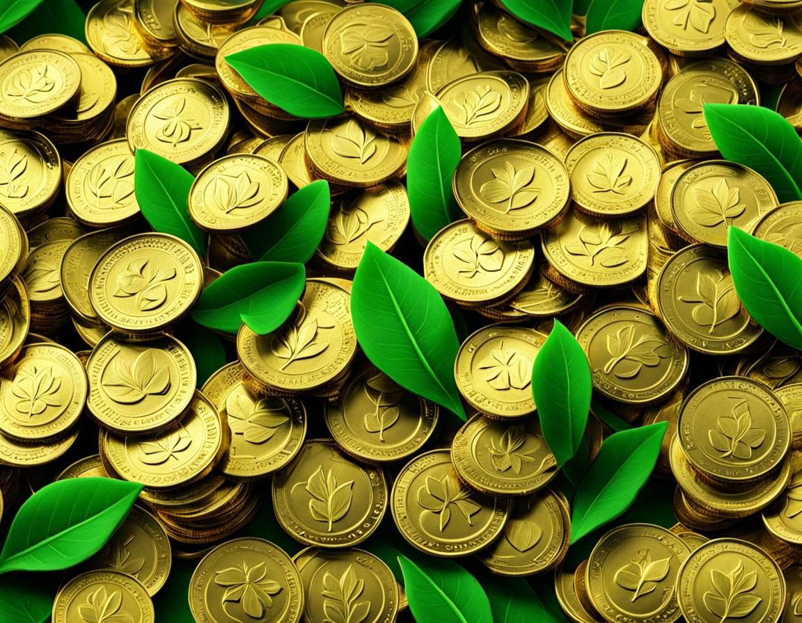Gold Coins Sprout Leaf in Field