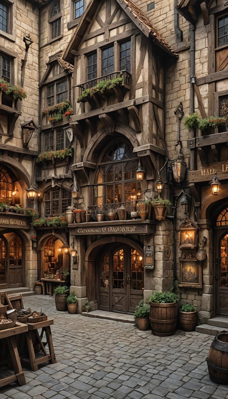 Medieval Armor Shop on Cobblestone Street