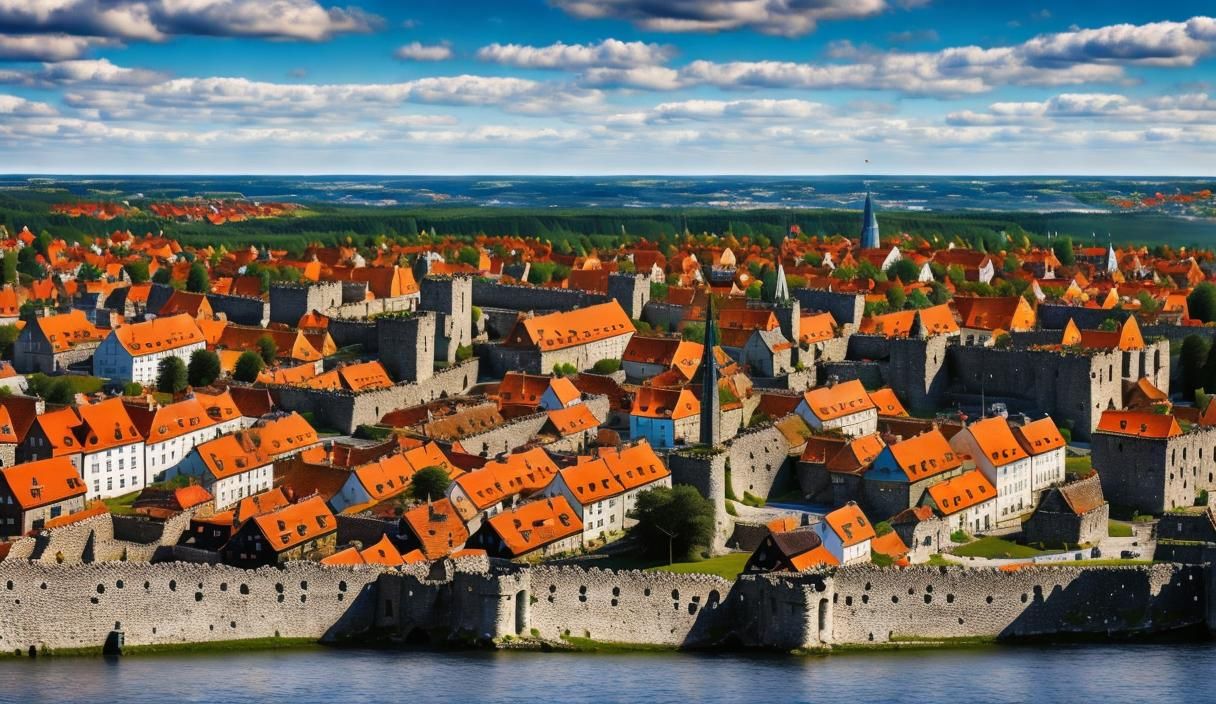 Classic Harbour Scene with Cog Boats