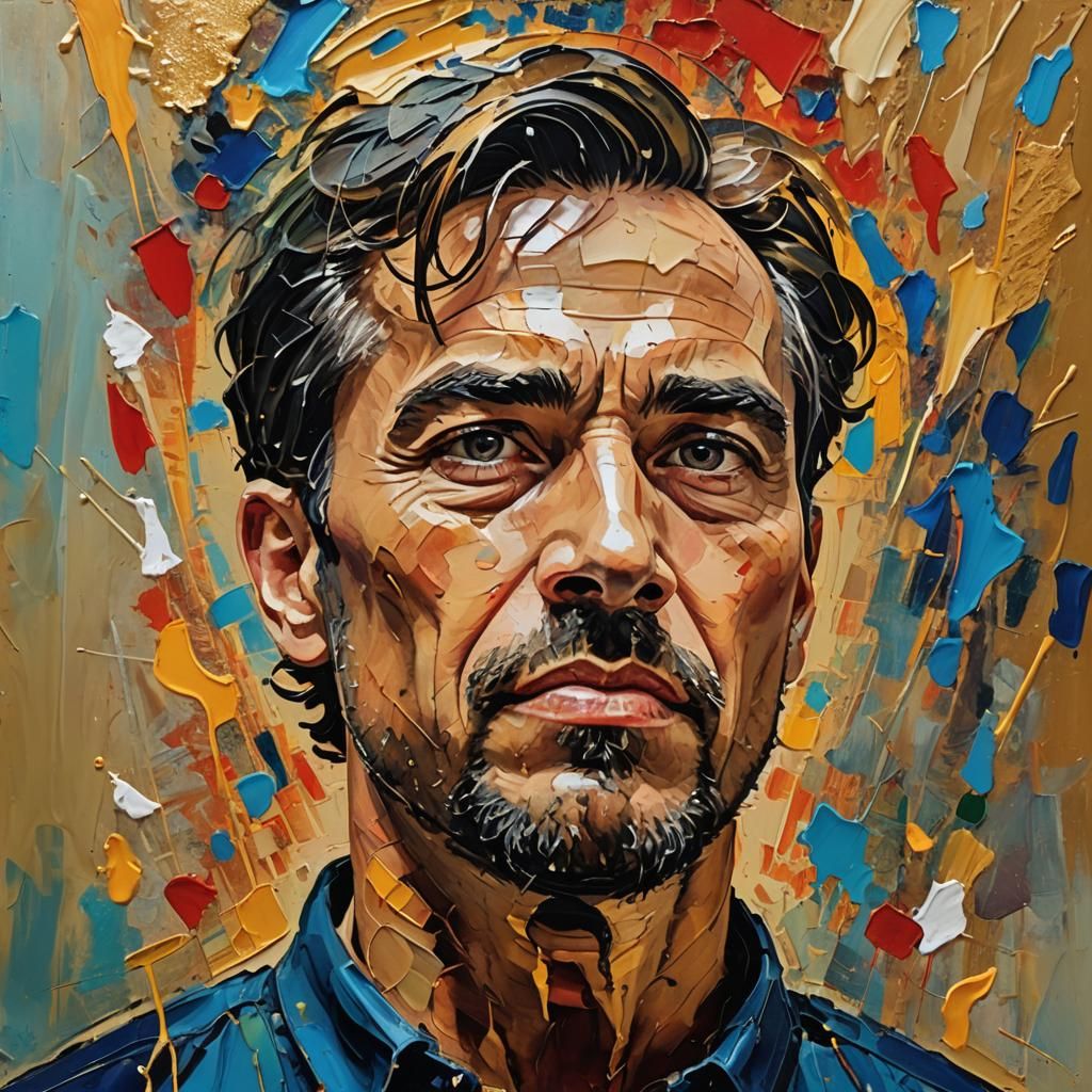 Expressionist Portrait with Bold Brushstrokes in Golden Ligh...