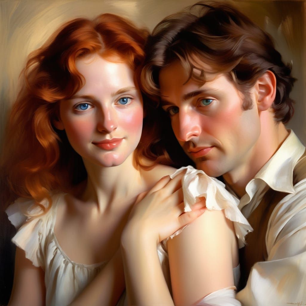 Soft Realism Portrait of a Loving Couple in Warm, Earthy Ton...