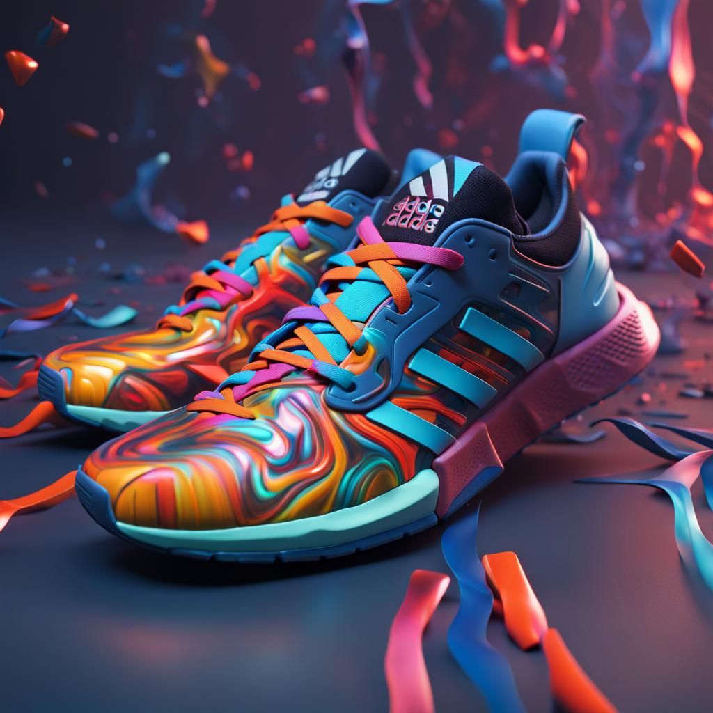 Abstract Adidas Sneakers in Detailed Matte Painting