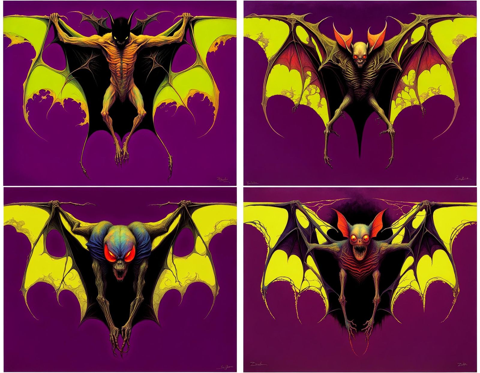 Surreal Symbiote Bat with Tattered Wings