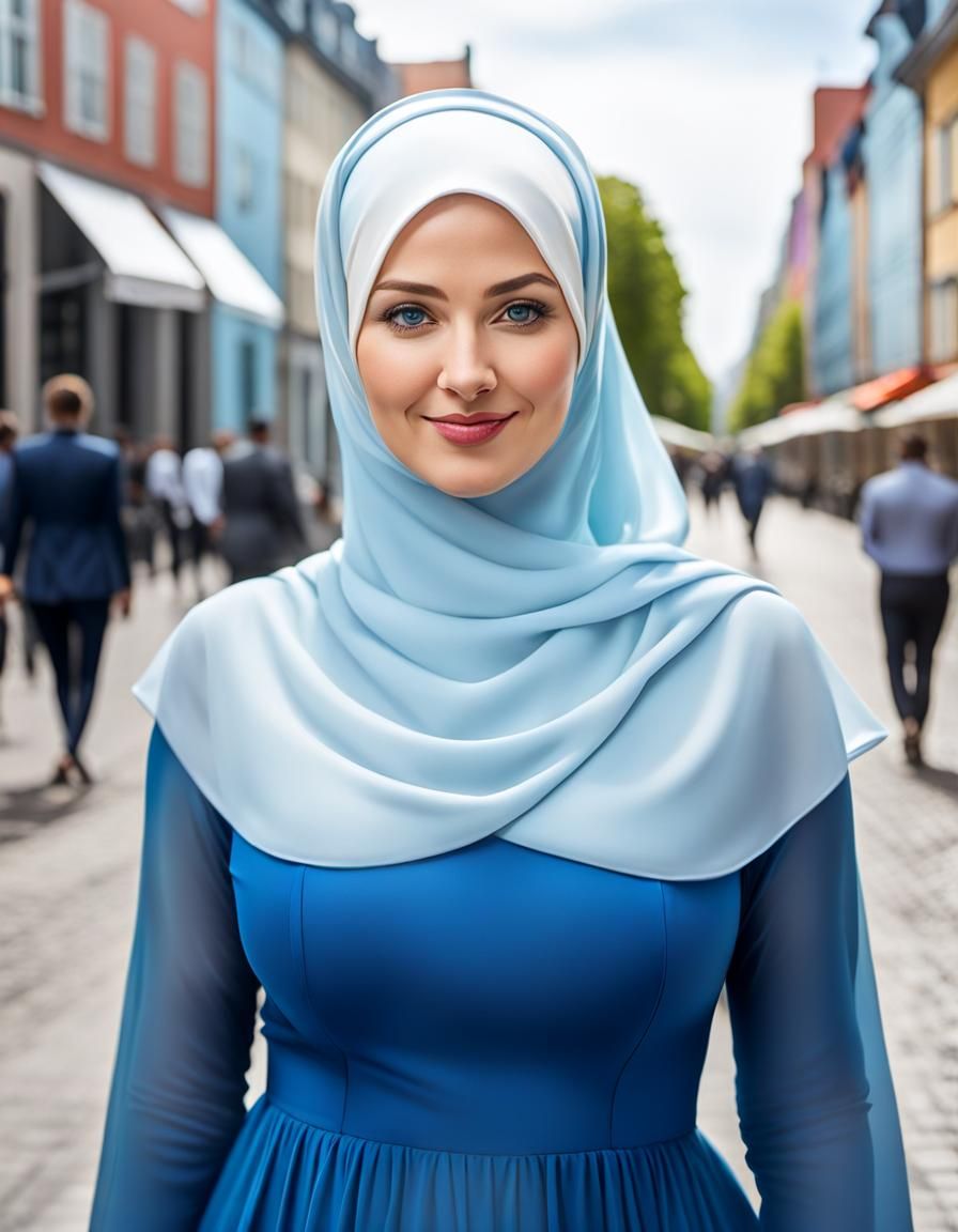 Woman in Hijab Portrait in Camilla D'Errico Style