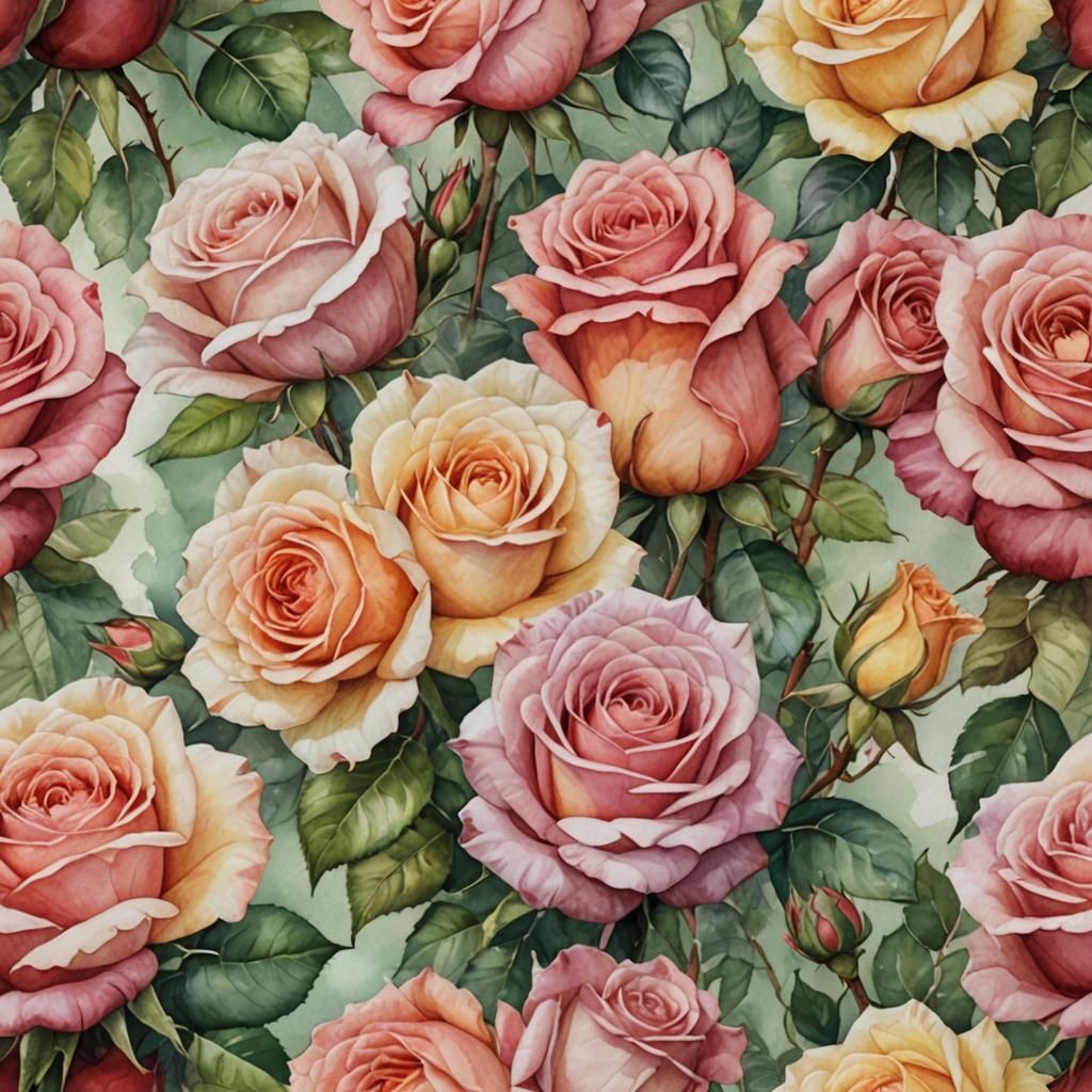 Intricate Watercolor Roses for Mother's Day