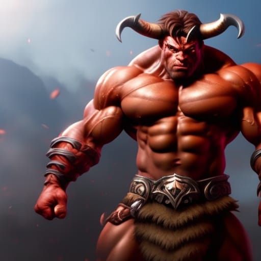 Fierce Minotaur Barbarian in Hyperrealistic 4K