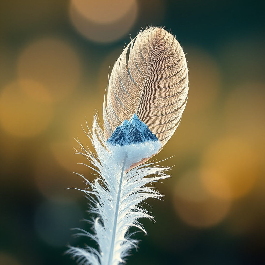 Glass Feather Encapsulating Miniature Mountain Range