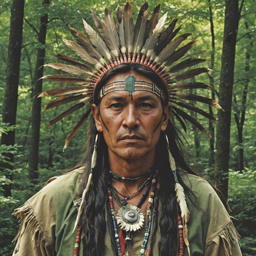 Cherokee Native American Portrait with Mohawk