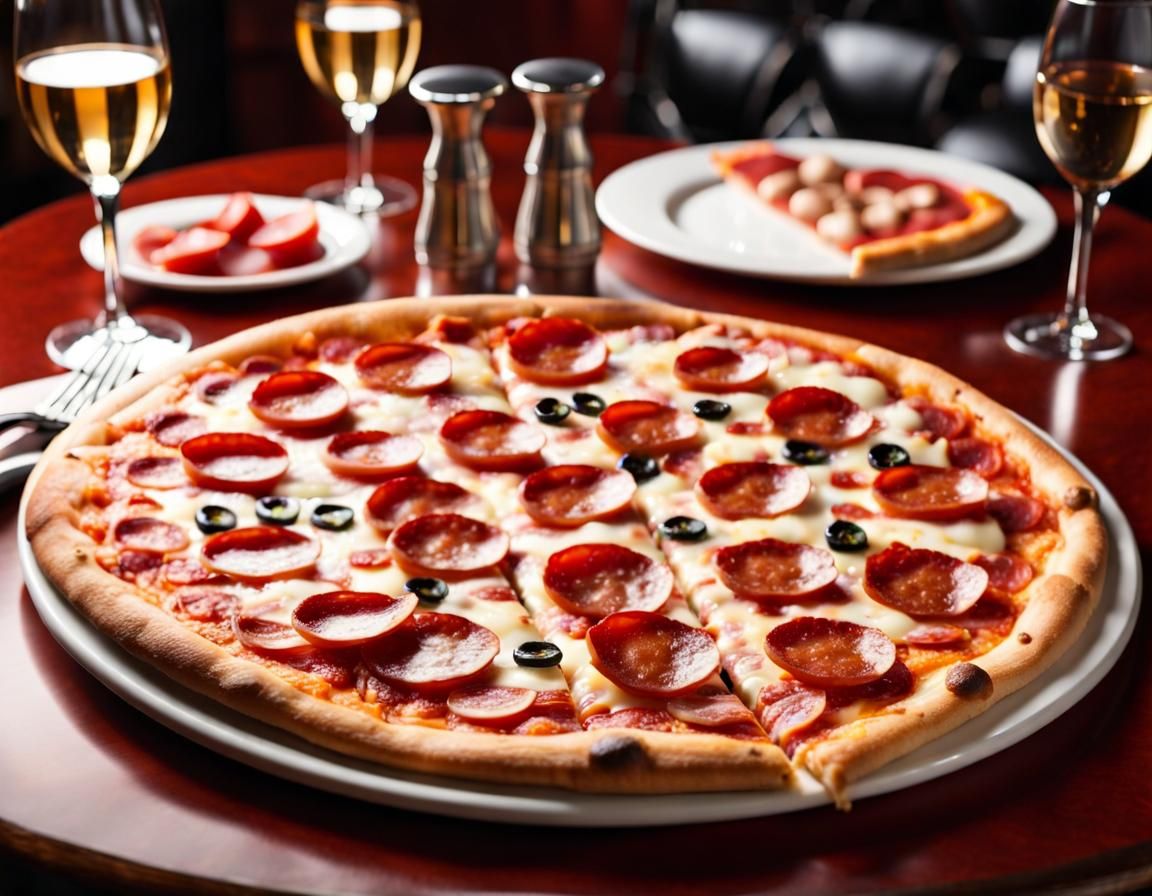 Delicious Pepperoni Pizza at a Fancy Restaurant