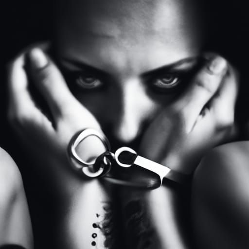 Handcuffs in Dramatic Close-up Portrait