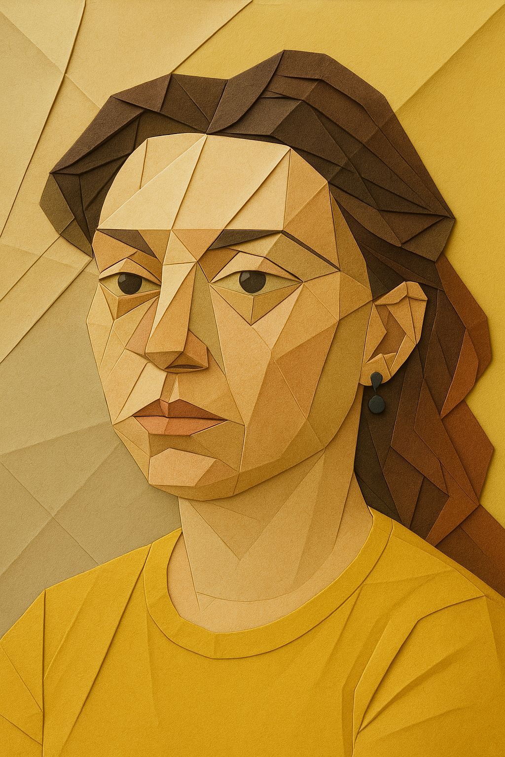 Origami Paper Folds in Cubist Style