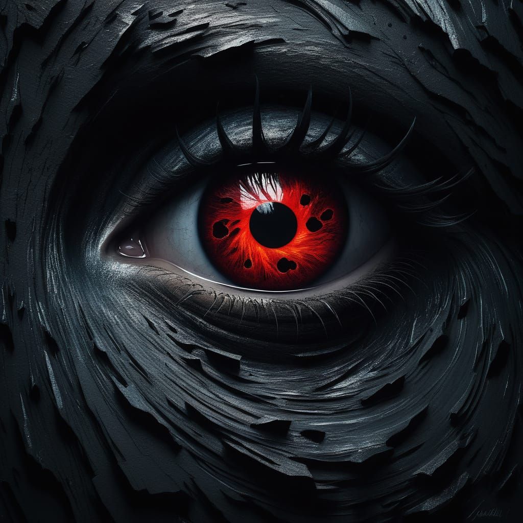 Ominous Cosmic Vortex in Abstract Expressionist Oil Painting