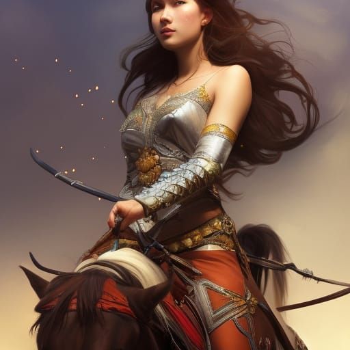 Scythian Princess Warrior Portrait in Hyperdetailed Style