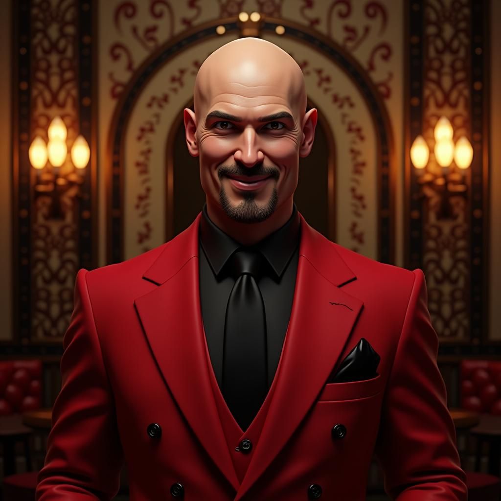 Charismatic Man Welcomes Guests in Art Nouveau Style