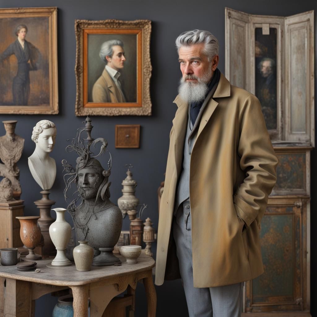 Antique Dealer Among His Wares: Abstract Art