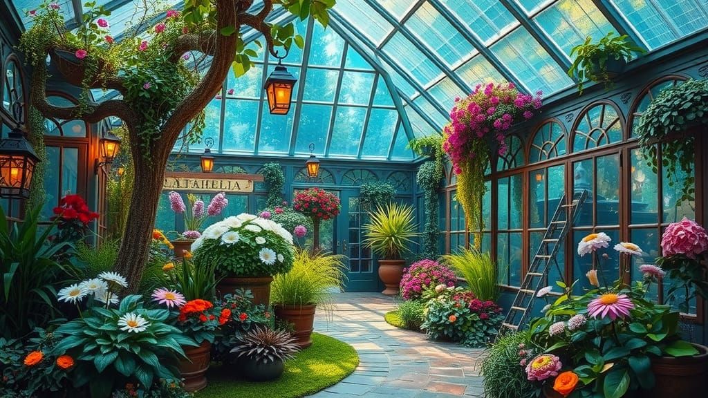 Enchanted Greenhouse Overflowing with Wonders