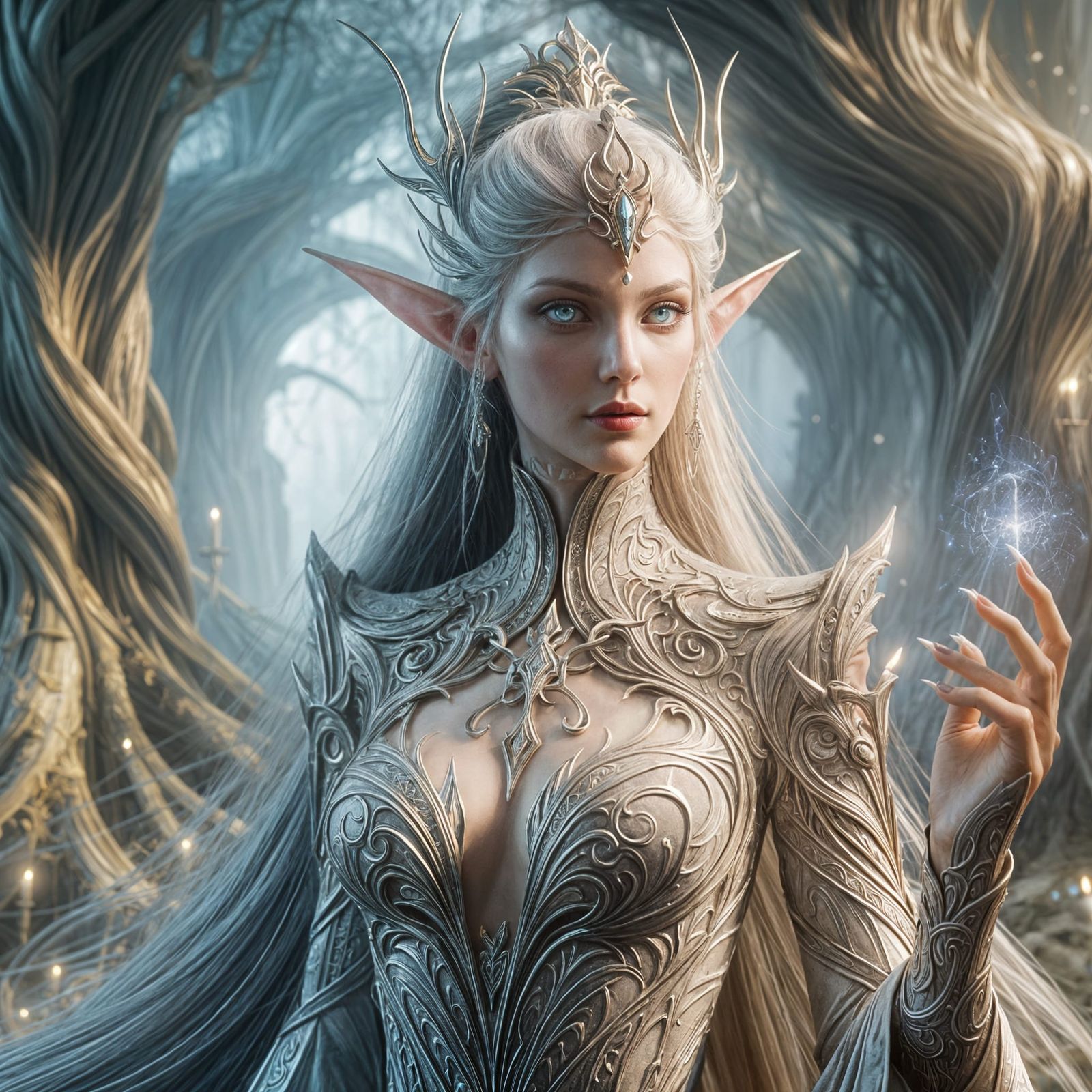 Majestic High Elf in Fantastical Forest