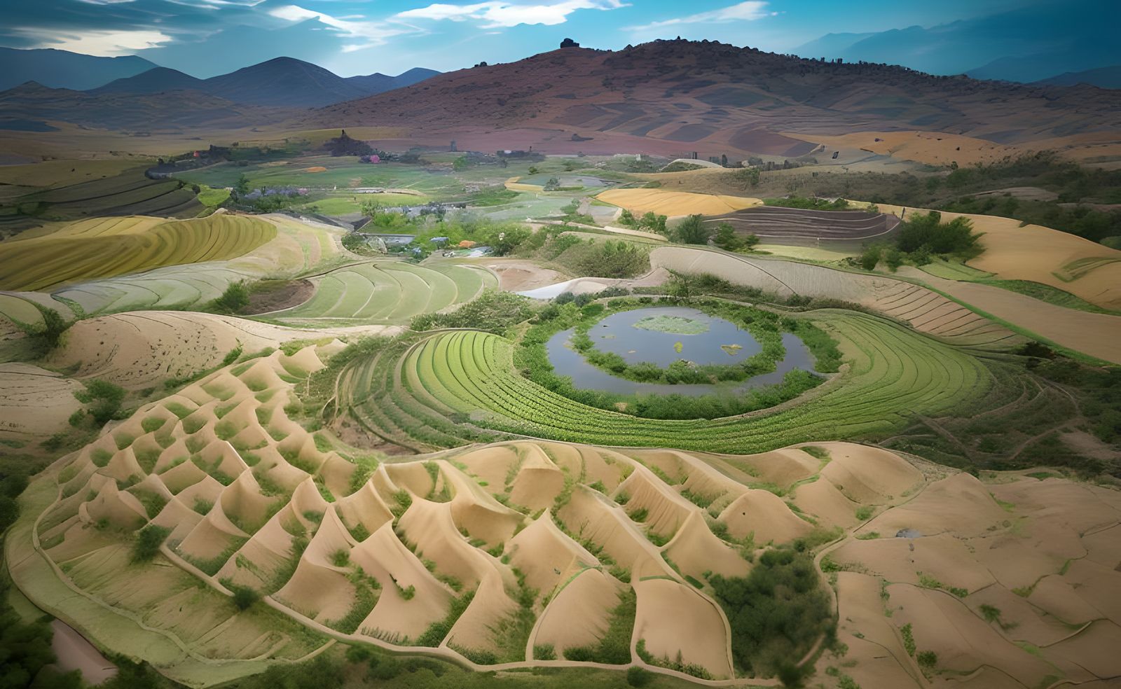 Aerial View of a Desert Permaculture Farm