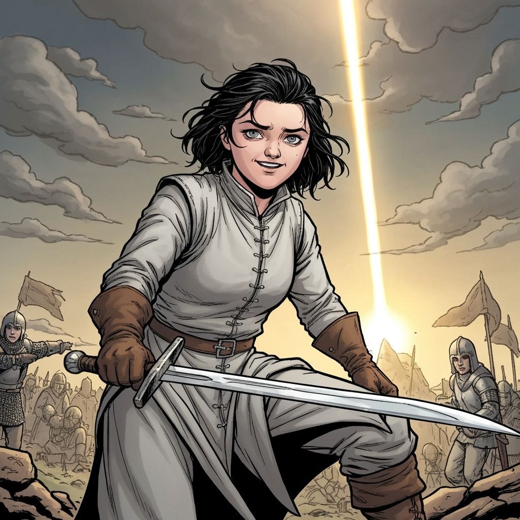 Medieval Woman Warrior in Comic Book Style