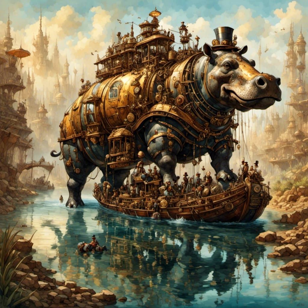 steampunk hippopotamus