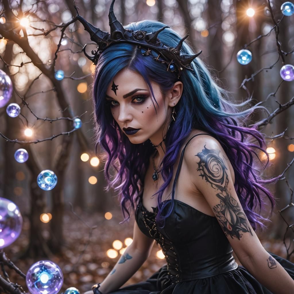 Enchanting Witch Surrounded by Magic Orbs