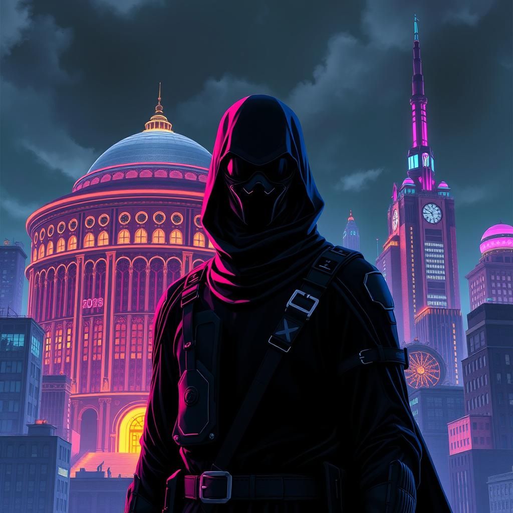 Cyberpunk Soldier in Utopian City, Digital Art