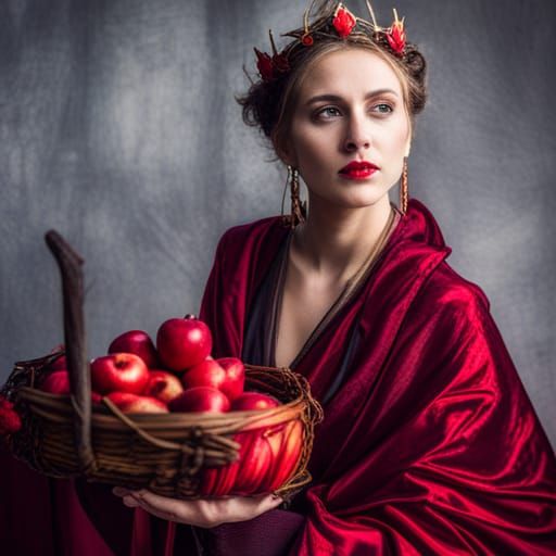 Mystical Witch Queen with Apples Portrait