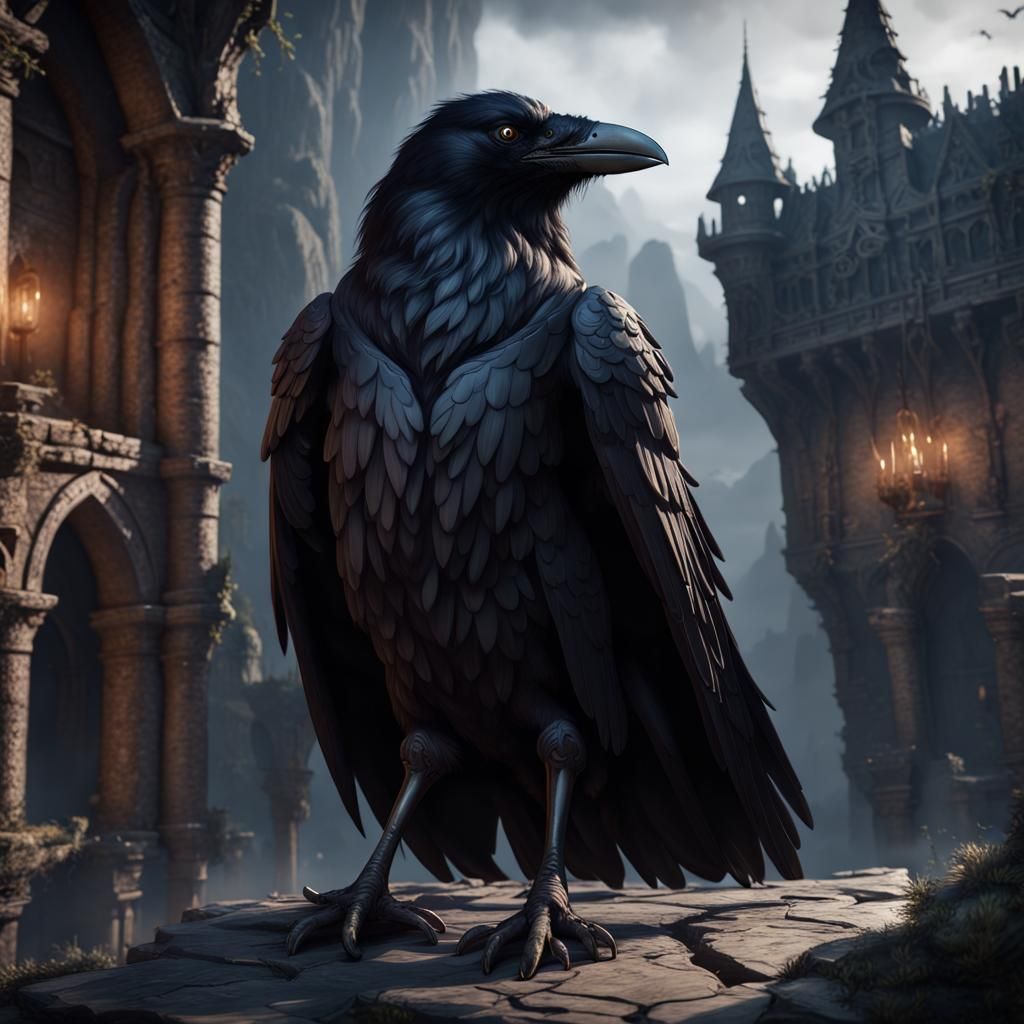 Raven in Dark Cloak: Fantasy Art