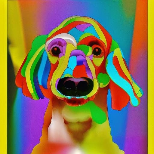 Rainbow Poodle Portrait in Baroque Style