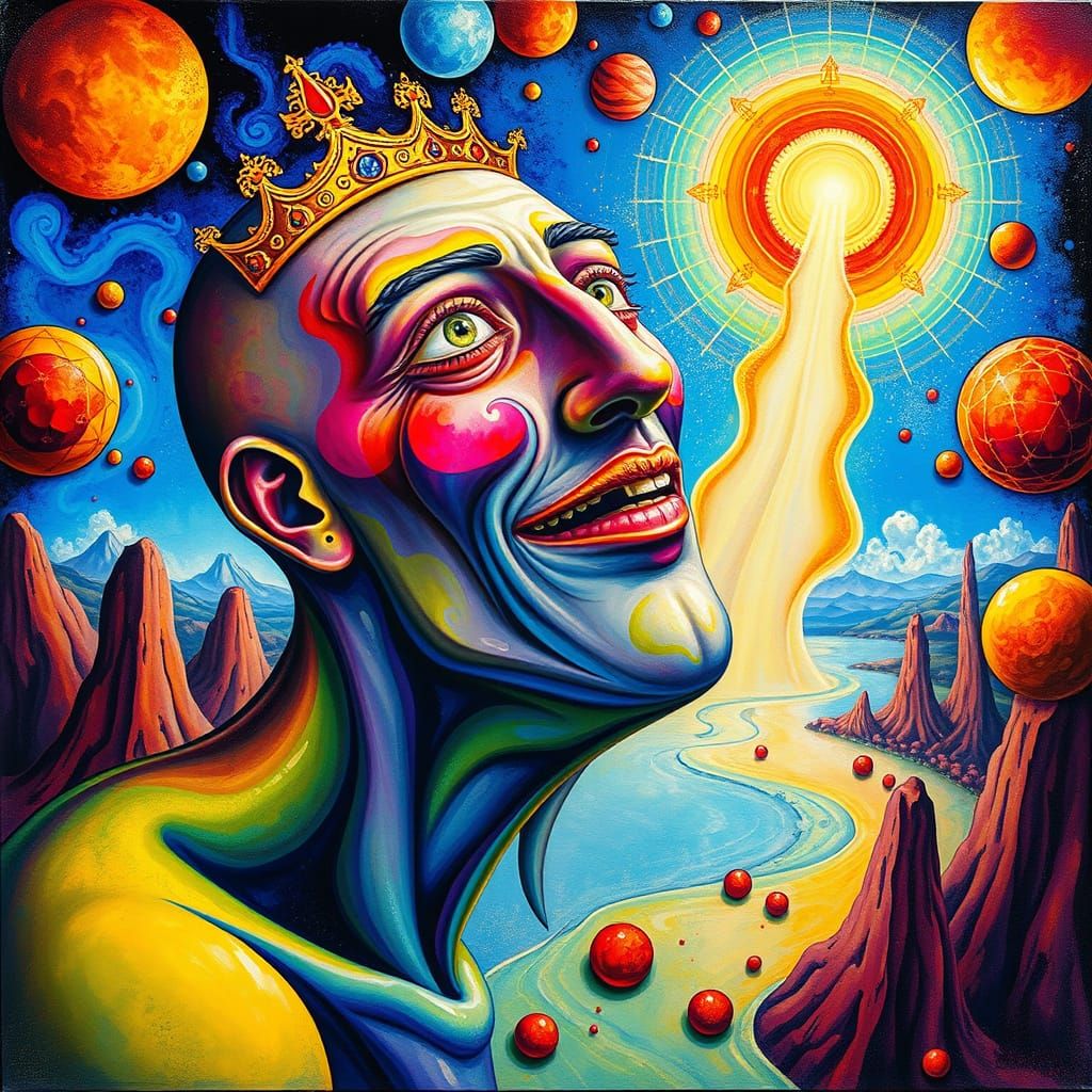 Psychedelic Melting Person in Sacred Geometry Utopia