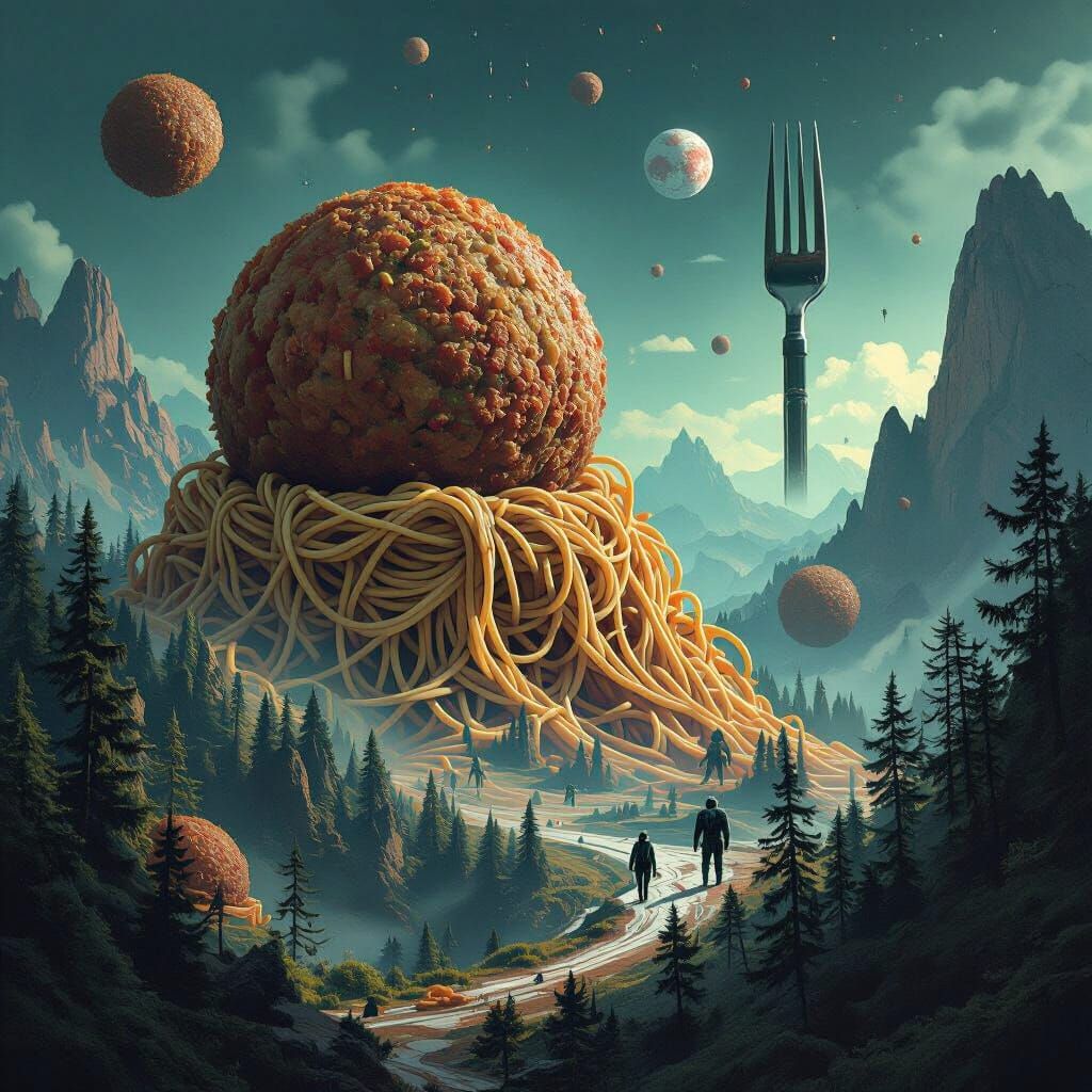 Meatball Planet Besieged by Fork and Knife Aliens