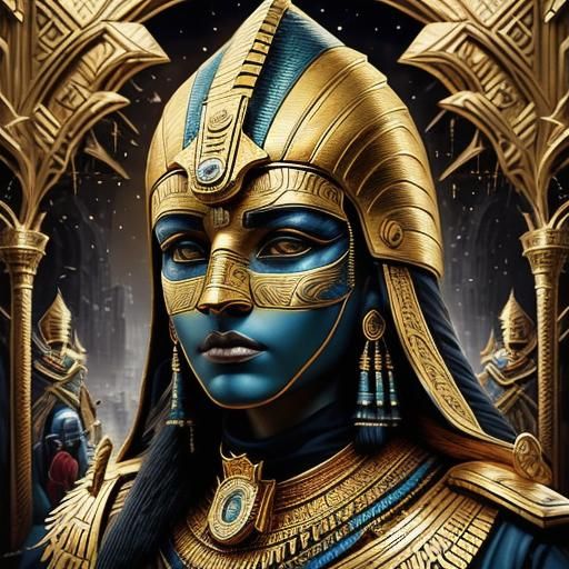 Epic Golden Pharaoh Mask Portrait