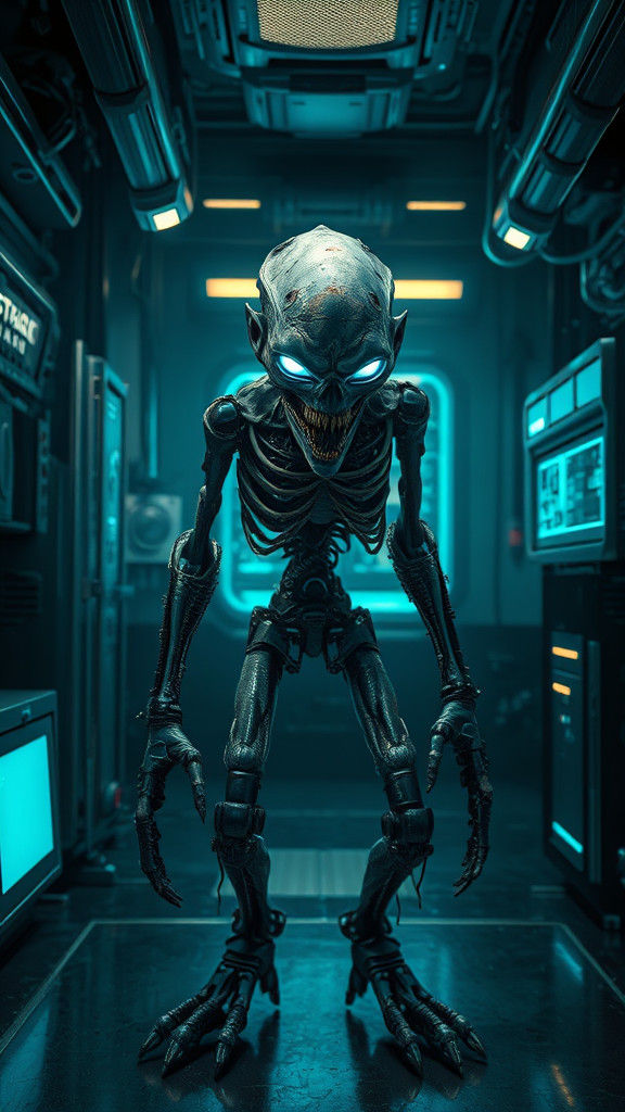 Futuristic Zombie Hybrid in Advanced Laboratory