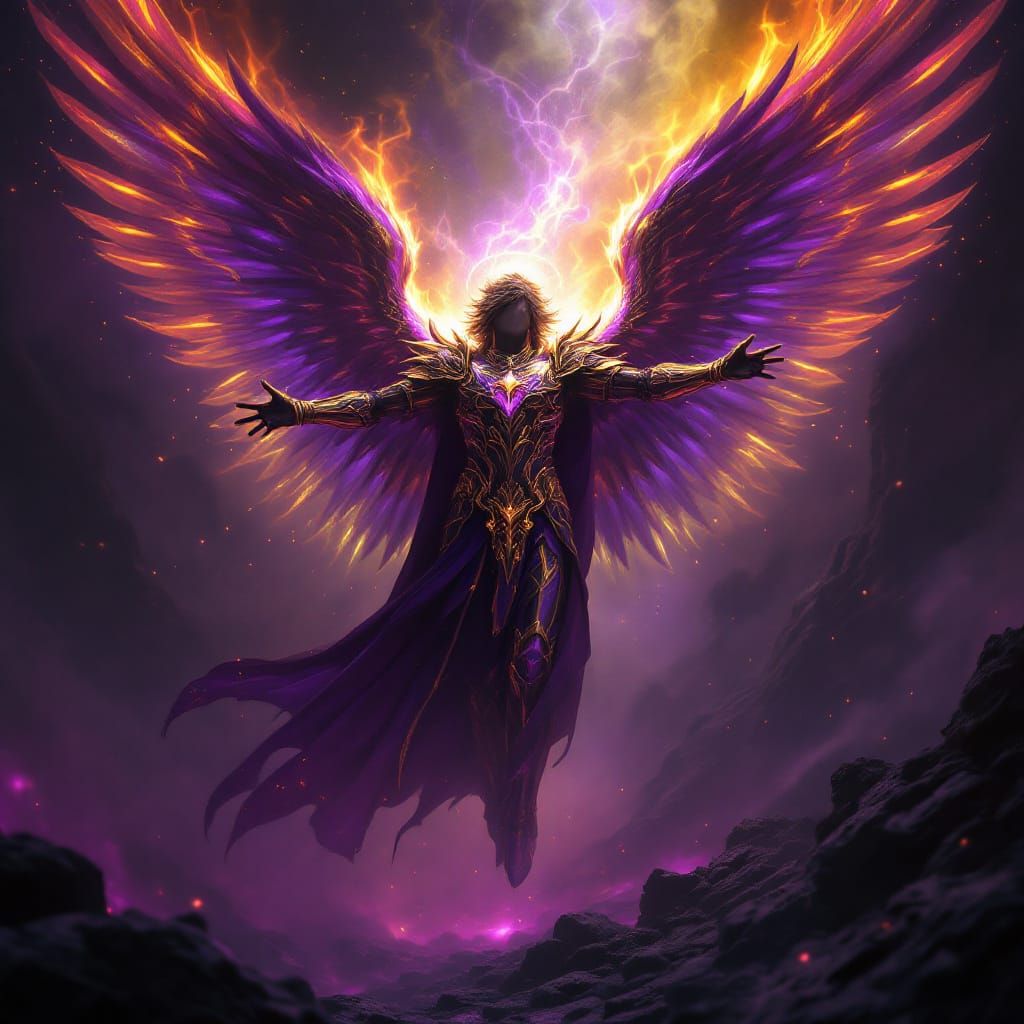 Archangel Michael in Dark Fantasy Art Nouveau Style