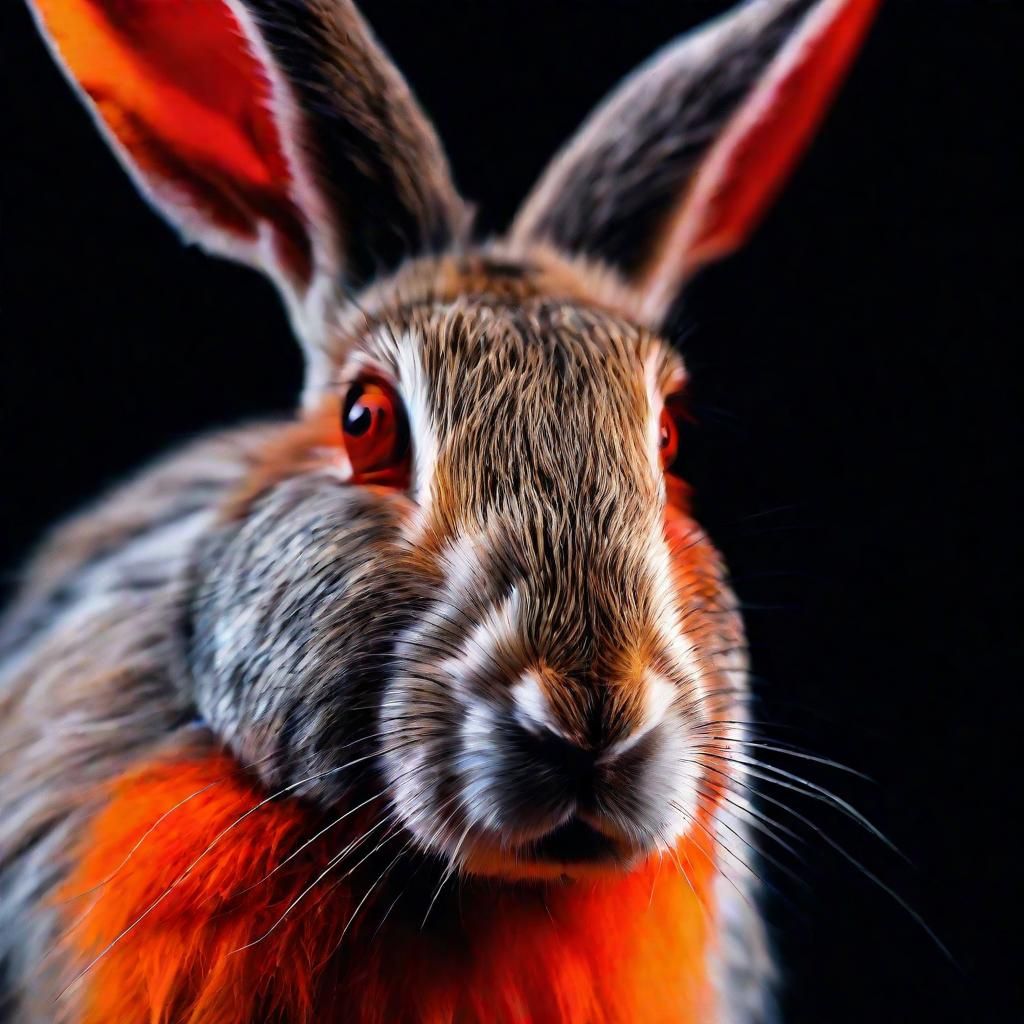 Grotesque Rabbit Face in Surrealist Fauvist Style