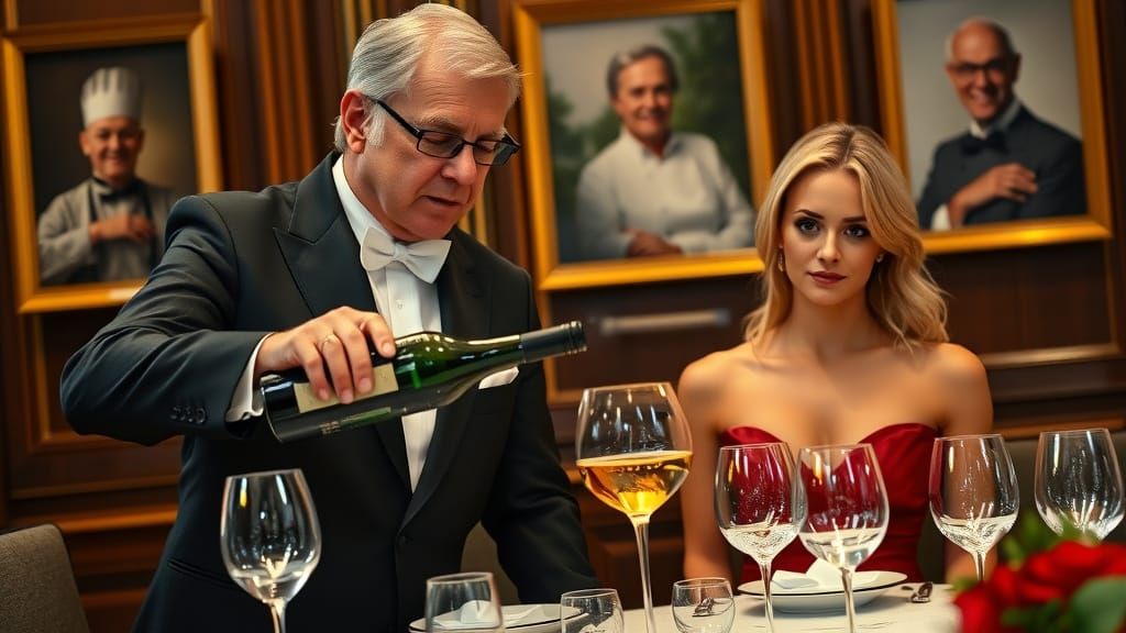 Formal Wine Service in Elegant Evening Setting