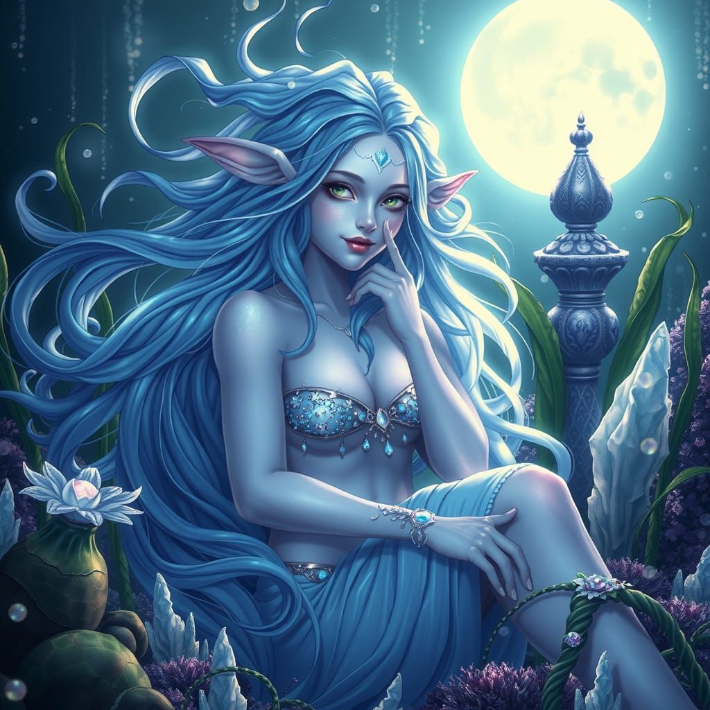 Violet and Blue Water Elf Portrait