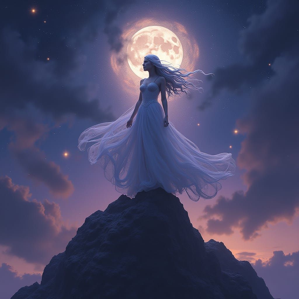 Gothic Moon Goddess in Dark Fantasy Concept Art