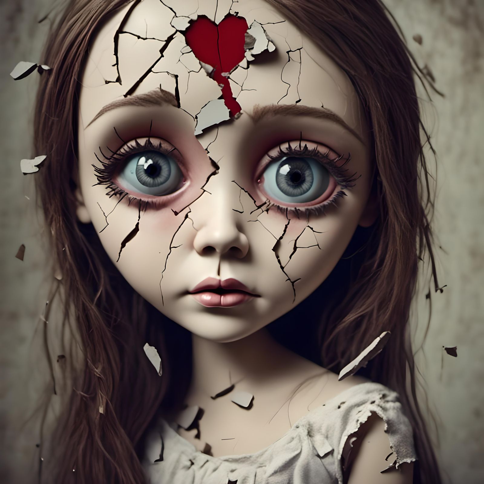 Broken Doll Face with Tear