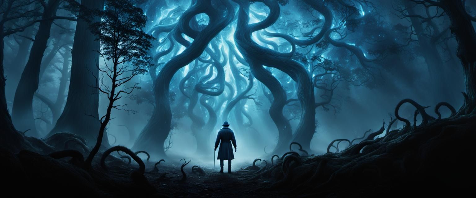 Mystical Forest: Dark Fantasy Figure in Cinematic Lighting