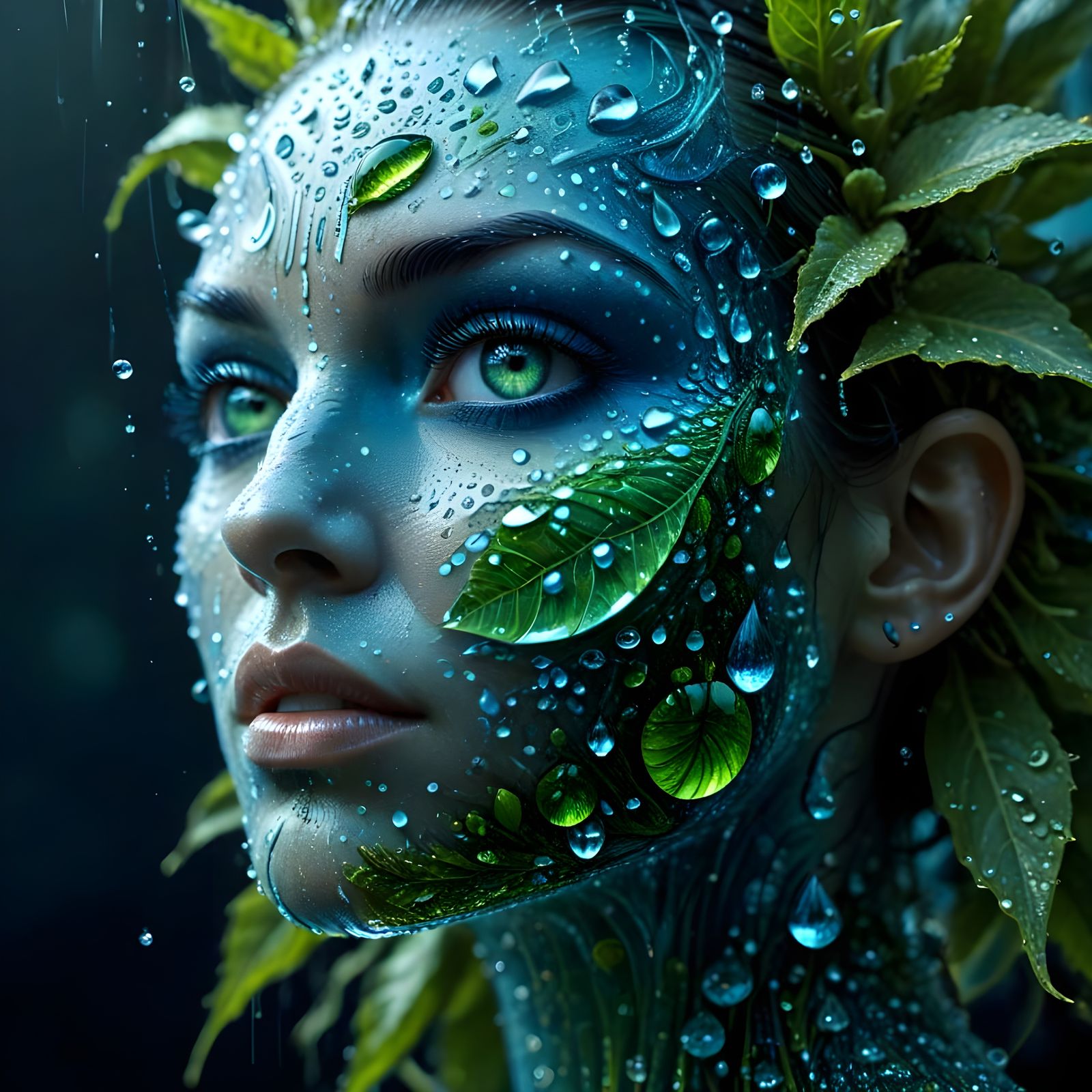 Surreal Aquatic Kingdom in a Water Droplet