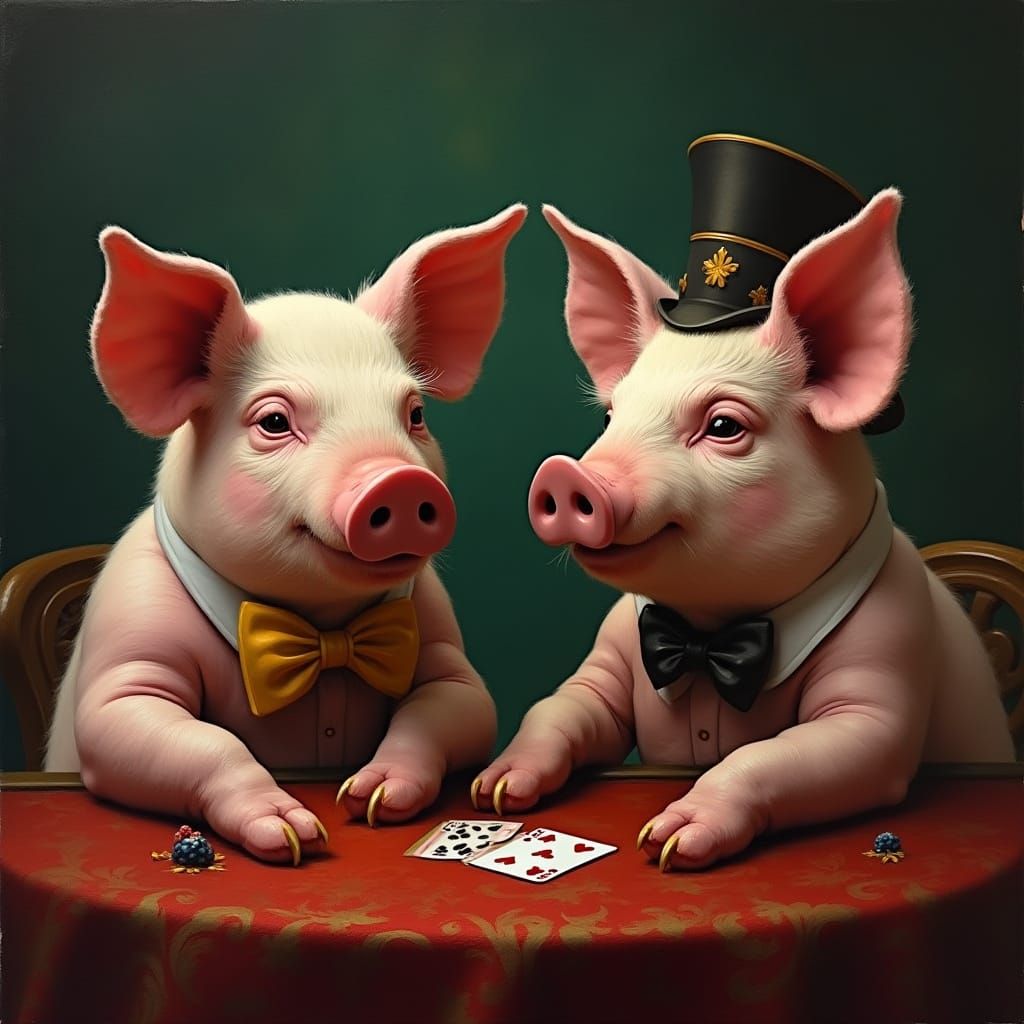 Pigs Playing Poker in a Classic Style